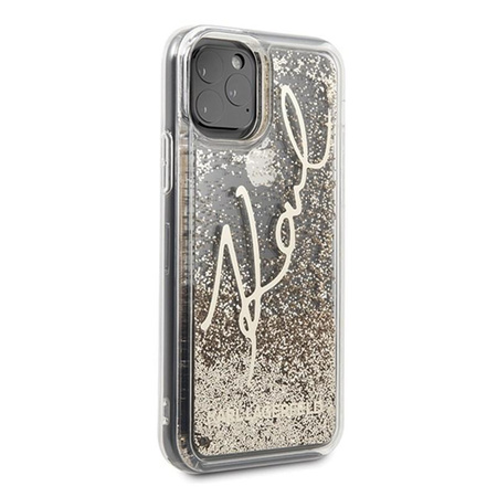 Karl Lagerfeld Signature Glitter Case - pouzdro pro iPhone 11 Pro (zlaté)