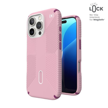 Speck Presidio2 Grip ClickLock & MagSafe - Coque pour iPhone 16 Pro (Wednesday Pink / Boysenberry Purple / White)