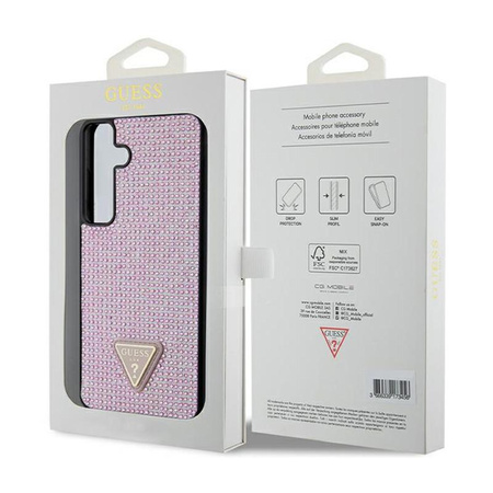 Guess Rhinestone Triangle - pouzdro pro Samsung Galaxy S24+ (růžové)