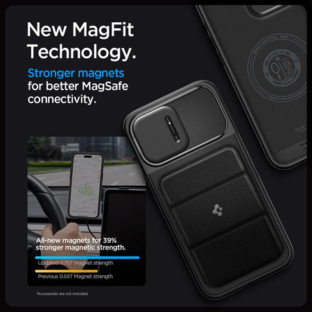 Spigen Optik Armor Mag Mag MagSafe - tok iPhone 15 Pro Max készülékhez (fekete)