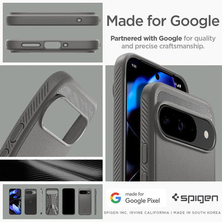 Spigen Rugged Armor - Étui pour Google Pixel 9 / 9 Pro (Gris marbré)