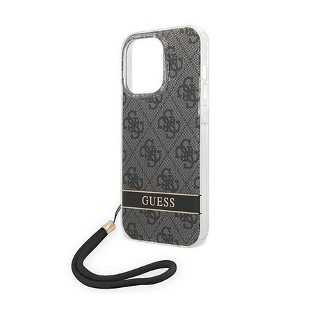 Guess 4G Print Cord - Tasche mit Lanyard iPhone 14 Pro (schwarz)