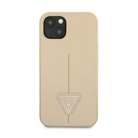 Guess Saffiano Triangle Logo Case - Case for iPhone 13 mini (Beige)