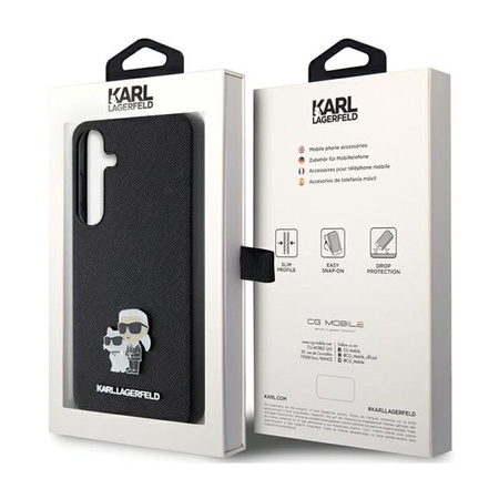 Karl Lagerfeld Saffiano Karl & Choupette Metal Pin - Samsung Galaxy S24 Case (black)