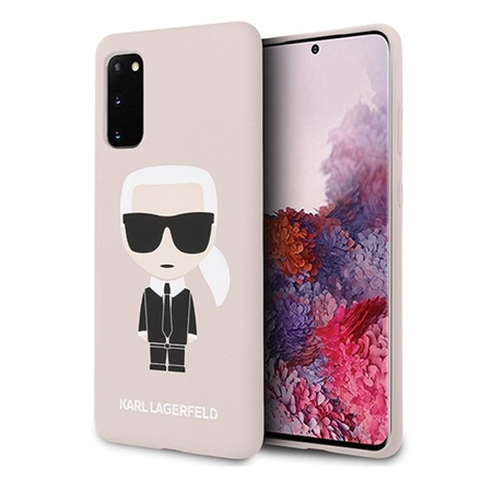 Pouzdro Karl Lagerfeld Fullbody Silicone Iconic - Samsung Galaxy S20 (světle růžové)