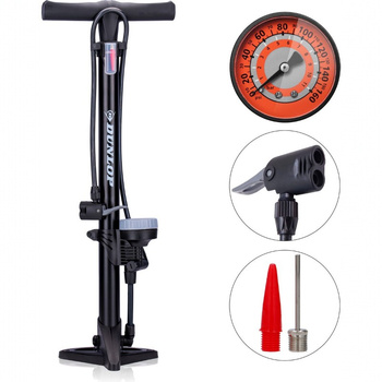 Dunlop - Floor pump for bikes, balls, mattresses with pressure gauge (Black)