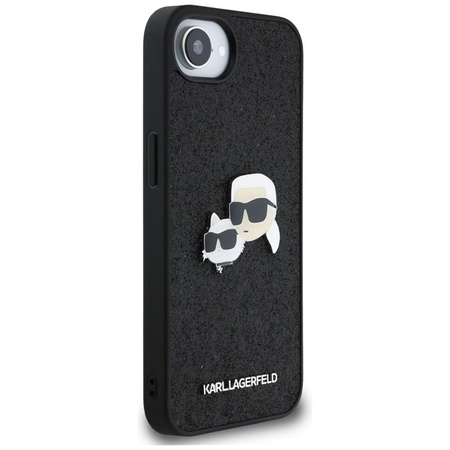 Karl Lagerfeld Fixed Glitter Karl & Choupette Heads Metal Pin - Case for iPhone 16e (black)