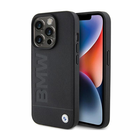 BMW Leder Hot Stamp - iPhone 15 Pro Tasche (schwarz)