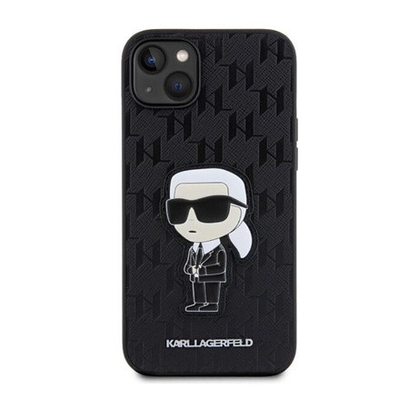 Karl Lagerfeld Saffiano Monogram NFT Ikonik - Tasche für iPhone 14 Plus (Schwarz)