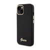 Guess Silicone Script Metal Logo & Frame - Coque iPhone 15 (noir)