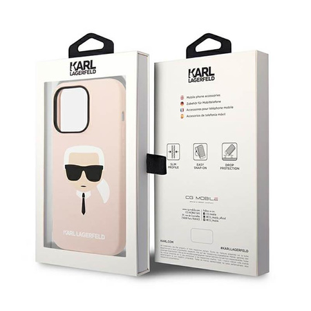 Karl Lagerfeld szilikon ikonikus Karl`s Head - iPhone 14 Pro Max tok (rózsaszín)