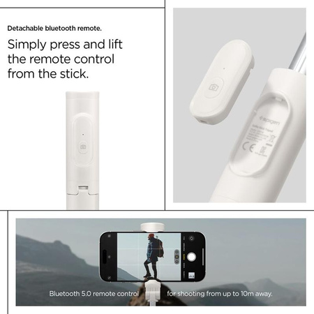 Spigen S541W Bluetooth Selfie Stick Tripod – Stativ na smartphone / držák selfie tyče (Dune Beige)