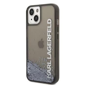 Karl Lagerfeld folyékony csillogó áttetsző hosszúkás logó tok - iPhone 14 Plus tok (fekete)