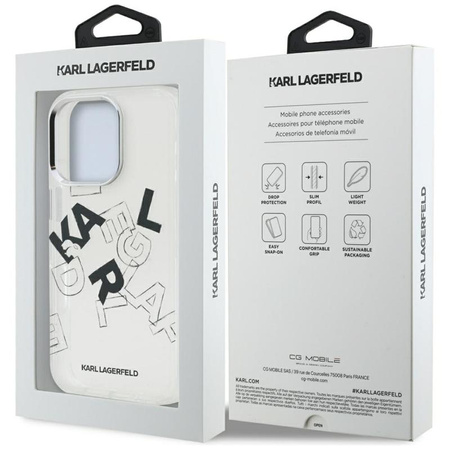 Karl Lagerfeld IML Sketched Graphic – Pouzdro pro iPhone 16 Pro Max (průhledné)