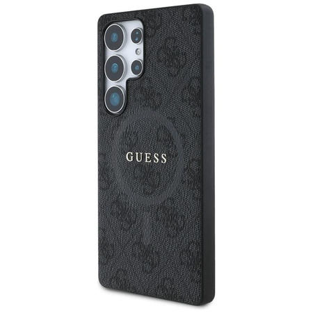 Guess Leather 4G Coloured Ring Classic Logo MagSafe - étui pour Samsung Galaxy S25 Ultra (noir)