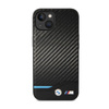 BMW Leather Carbon Blue Line - iPhone 13 tok (fekete)