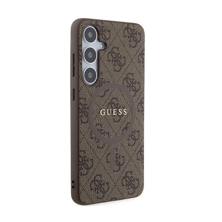 Guess 4G Collection Leder Metall Logo MagSafe - Samsung Galaxy S24+ Tasche (braun)