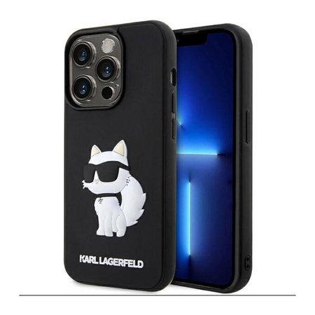 Karl Lagerfeld 3D Gummi NFT Choupette - iPhone 14 Pro Tasche (Schwarz)