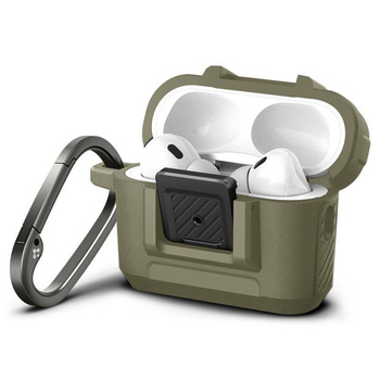 Spigen Lock Fit - Pancéřované pouzdro pro Apple AirPods Pro 1 / 2 (Vintage Khaki)