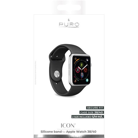 PURO ICON - Elastický sportovní řemínek pro Apple Watch 38/40/41 mm (S/M a M/L) (černý)