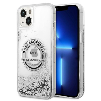 Karl Lagerfeld Liquid Glitter Round RSG Logo Case - Coque iPhone 14 (argent)
