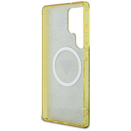 Guess 4G Glitter Triangle Buttons MagSafe - étui pour Samsung Galaxy S25 Ultra (marron)