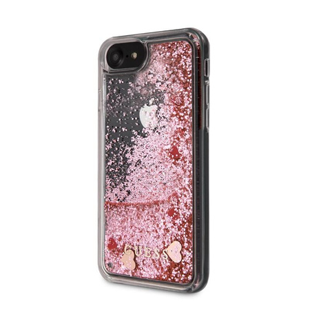 Guess Liquid Glitter Hearts - Case iPhone SE 2020 / 8 / 7 (pink/red)