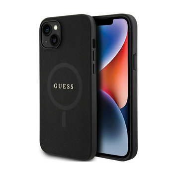Guess Saffiano MagSafe - Étui pour iPhone 15 Plus (noir)