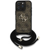 Guess 4G Big Logo Cord Strap Crossbody - pouzdro pro iPhone 16 Pro (hnědé)