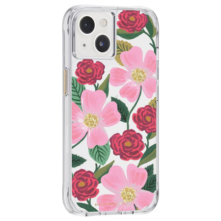 Rifle Paper Clear - iPhone 14 / iPhone 13 Hülle in Gold verziert (Rose Garden)