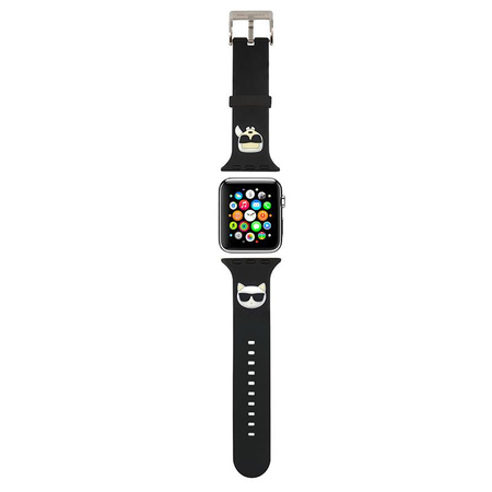 Karl Lagerfeld Silicone Karl & Choupette Heads - Bracelet pour Apple Watch 42/44/45 mm (noir)