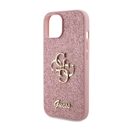 Guess Glitter Script Big 4G - iPhone 15 Plus Tasche (rosa)