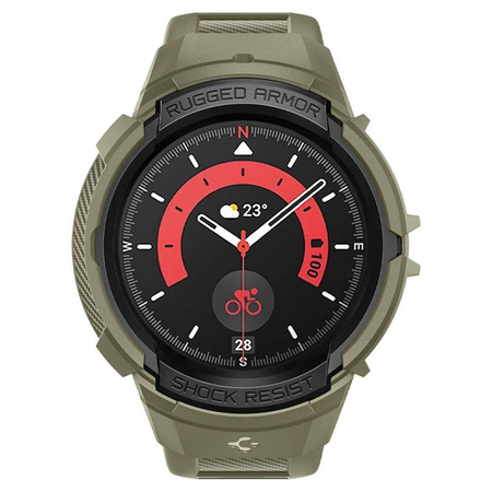 Spigen Rugged Armor Pro - Armband + Tasche für Samsung Galaxy Watch 5 45 mm (Vintage Khaki)