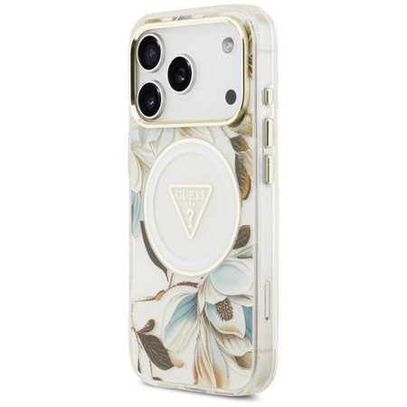 Guess IML Glitter Flowers Triangle MagSafe - Case iPhone 17 Pro (white)
