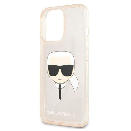 Karl Lagerfeld Karl's Head Glitter - pouzdro pro iPhone 13 Pro Max (zlaté)
