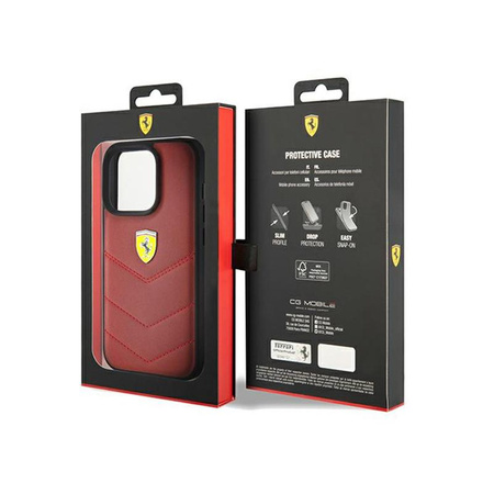 Ferrari Gestepptes Metall-Logo - iPhone 15 Pro Tasche (rot)