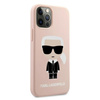 Karl Lagerfeld Fullbody Silicone Iconic - pouzdro pro iPhone 12 / 12 Pro (světle růžové)