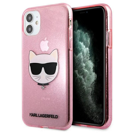 Karl Lagerfeld Choupette Head Glitter - Coque iPhone 11 (rose)