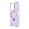 Guess Ring Stand Script Glitter MagSafe - Etui iPhone 15 Pro (fioletowy)