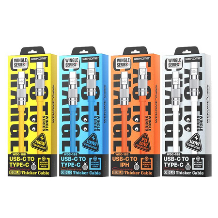 WEKOME WDC-188 Wingle sorozat - USB-C-USB-C 100W-os gyorstöltő csatlakozókábel 1 m (fehér)