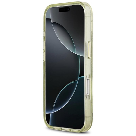 Guess IML Glitter Flowers Triangle MagSafe - Hülle iPhone 17 Pro (grün)