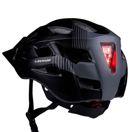 Dunlop - MTB Fahrradhelm 6xLED r. L (Schwarz-grau)