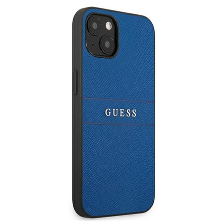 Guess Saffiano Metal Logo Stripes - Case for iPhone 13 mini (Blue)