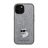 Karl Lagerfeld Fixed Glitter Choupette Logo Metal Pin - Case iPhone 15 / 14 / 13 (Silver)