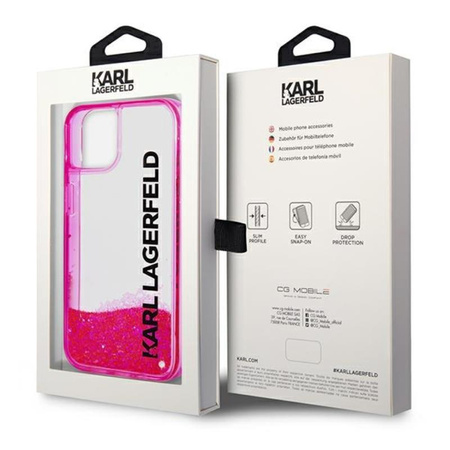 Karl Lagerfeld Liquid Glitter Translucent Elongated Logo Case – Etui iPhone 14 (różowy)