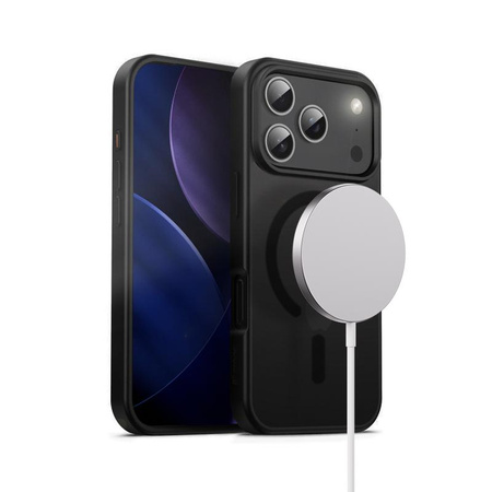 Crong Hybrid Frost MAG Cover - Custodia MagSafe per iPhone 17 Pro (Nero)