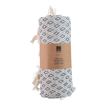 Arti Casa - Diamond Pattern Cotton Blanket 130x170 cm (Blue / White)