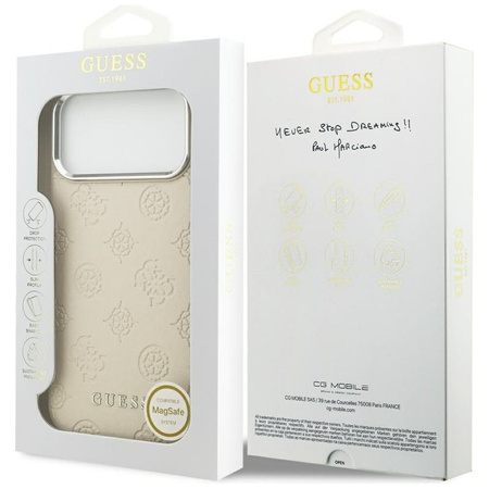 Guess Peony Hot Stamp Script MagSafe - Case iPhone 17 Pro Max (beige)