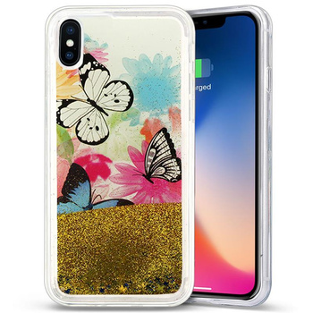 Zizo Liquid Glitter Star Case for iPhone X (Butterflies)