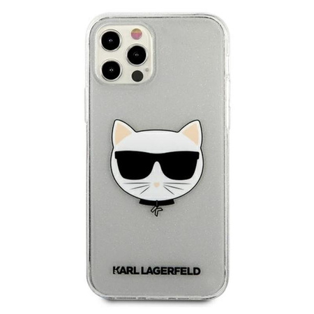Karl Lagerfeld Choupette Head Glitter - iPhone 12 / iPhone 12 Pro tok (ezüst)